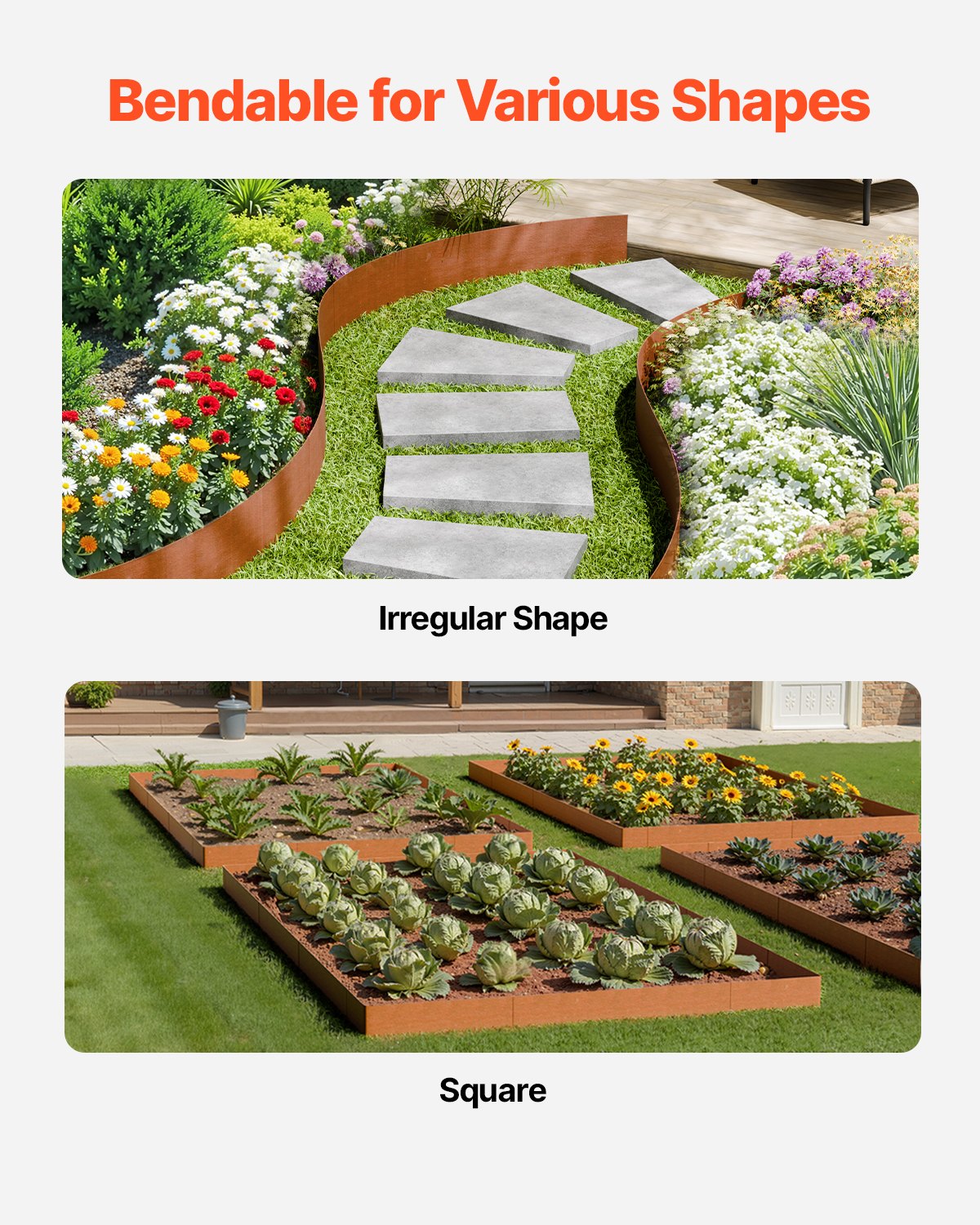 VEVOR Weather-Resistant Steel Landscape Edging 6 Packs 40 x 8in for Yard Garden