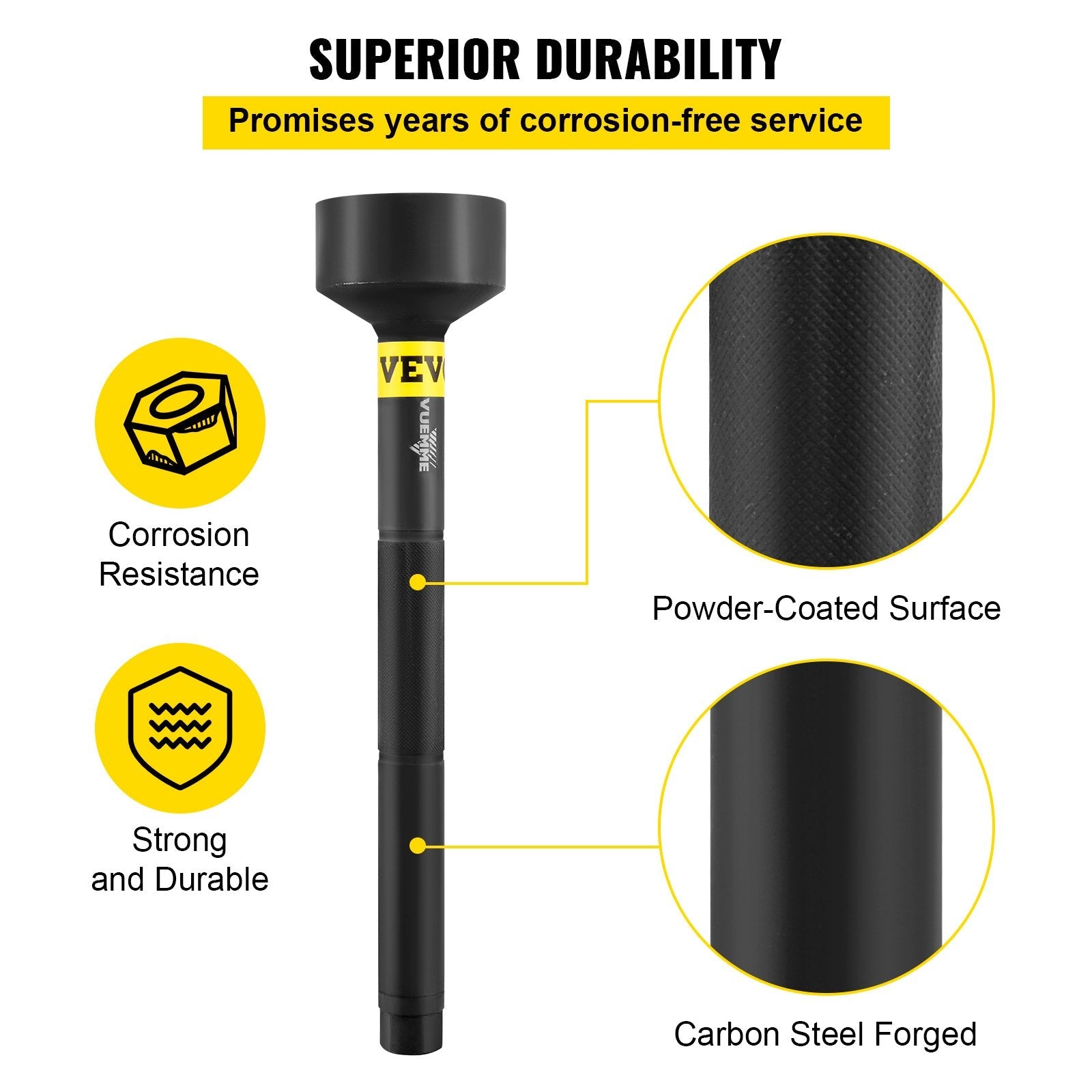 VEVOR Inner Tie Rod Tool, 35 mm - 45 mm Universal Tie Rod Removal Tool, 30 mm Drive Tube Tie Rods Tool, Heavy-Duty Steel Inner Tie Rod Removal Tool for Vehicles