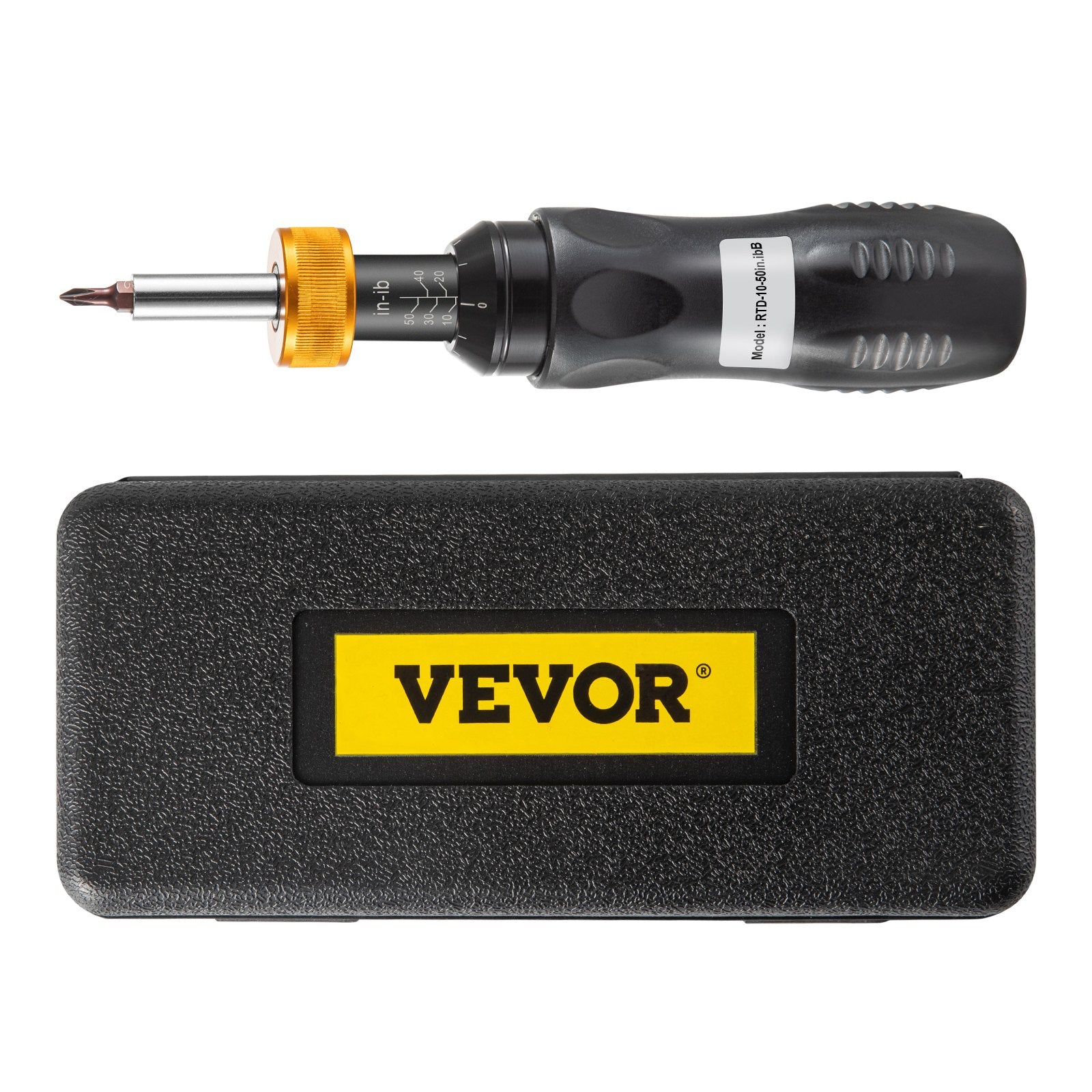 VEVOR Torque Screwdriver, 1/4\" Drive Screwdriver Torque Wrench, Torque Screwdriver Electrician 10-50 in/lbs, Torque Range Accurate to ±5%, 5 in-lb Increment Torque Screwdriver with Bits & Case