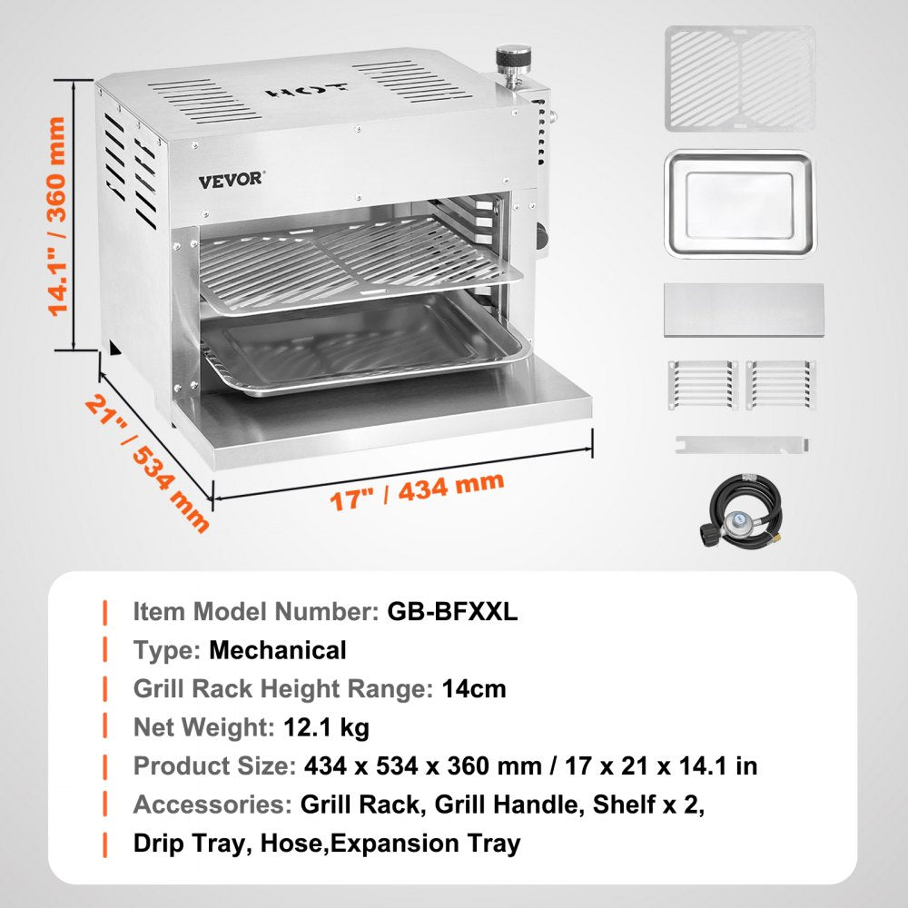 VEVOR Propane Steak Grill 1500°F Portable Infrared Broiler for Outdoor Barbecue