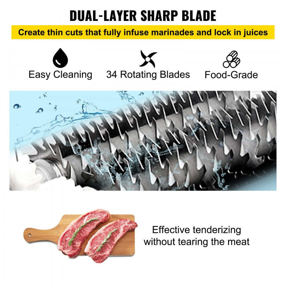 VEVOR Commercial Meat Tenderizer Stainless Steel Electrical Meat Tenderizer 450W Meat Tenderizer Machine Heavy Duty Meat Tenderizer Electric Machine Kitchen Tool For Tenderizing Meat