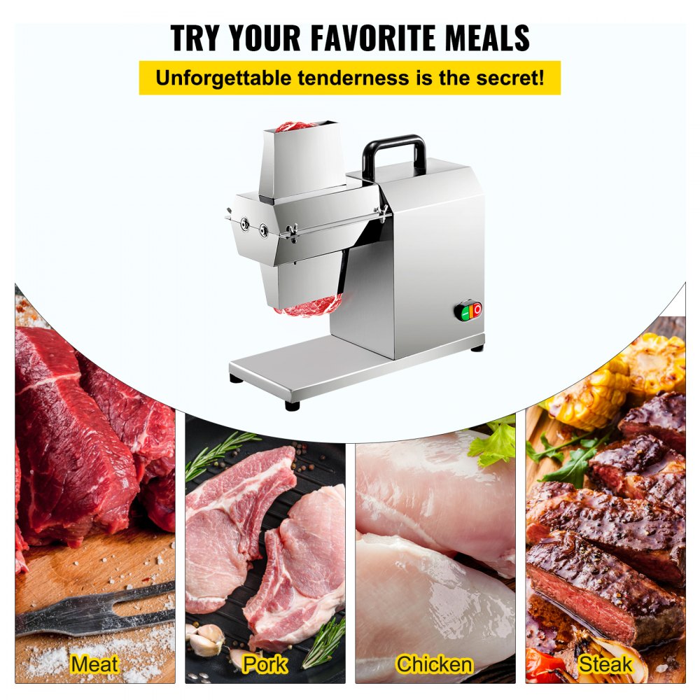 VEVOR Commercial Meat Tenderizer Stainless Steel Electrical Meat Tenderizer 450W Meat Tenderizer Machine Heavy Duty Meat Tenderizer Electric Machine Kitchen Tool For Tenderizing Meat