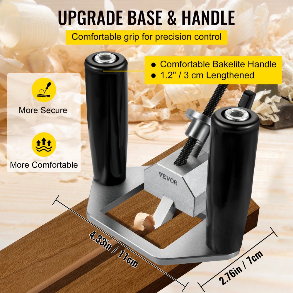 VEVOR Router Plane, Easy Adjustable Blade Hand Planer, Comfortable Bakelite Handle, Stainless Steel Wood Shaver w/ Depth Stop, High Configuration Handheld Woodworking Tool for DIY Carpentry Industry
