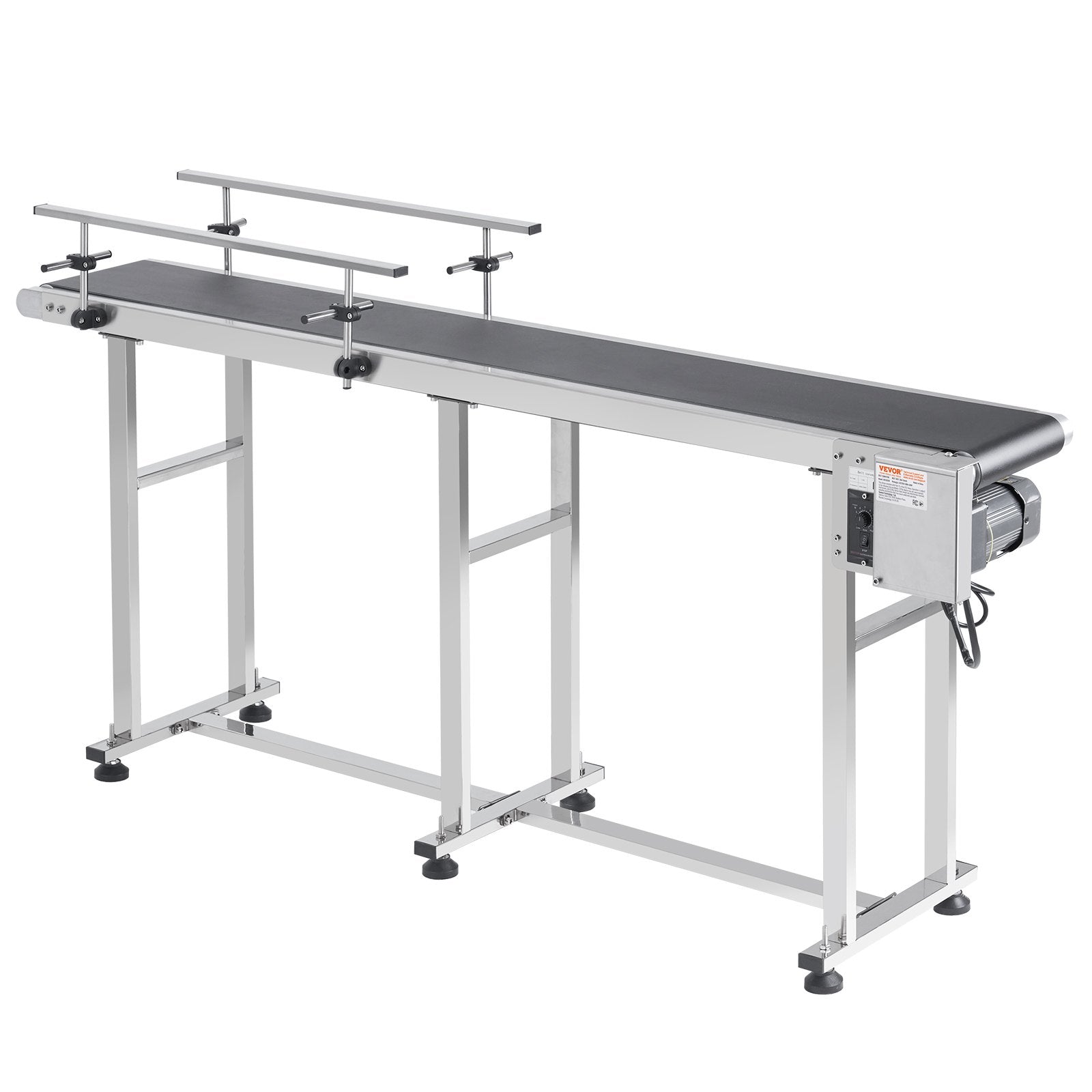 VEVOR Belt Conveyor, 71 x 7.8 inch Conveyor Table, Heavy Duty Stainless Steel Motorized Belt Conveyor for Inkjet Coding Applications Powered PVC Belt Anti-Static Adjustable Speed (Double Guardrail)
