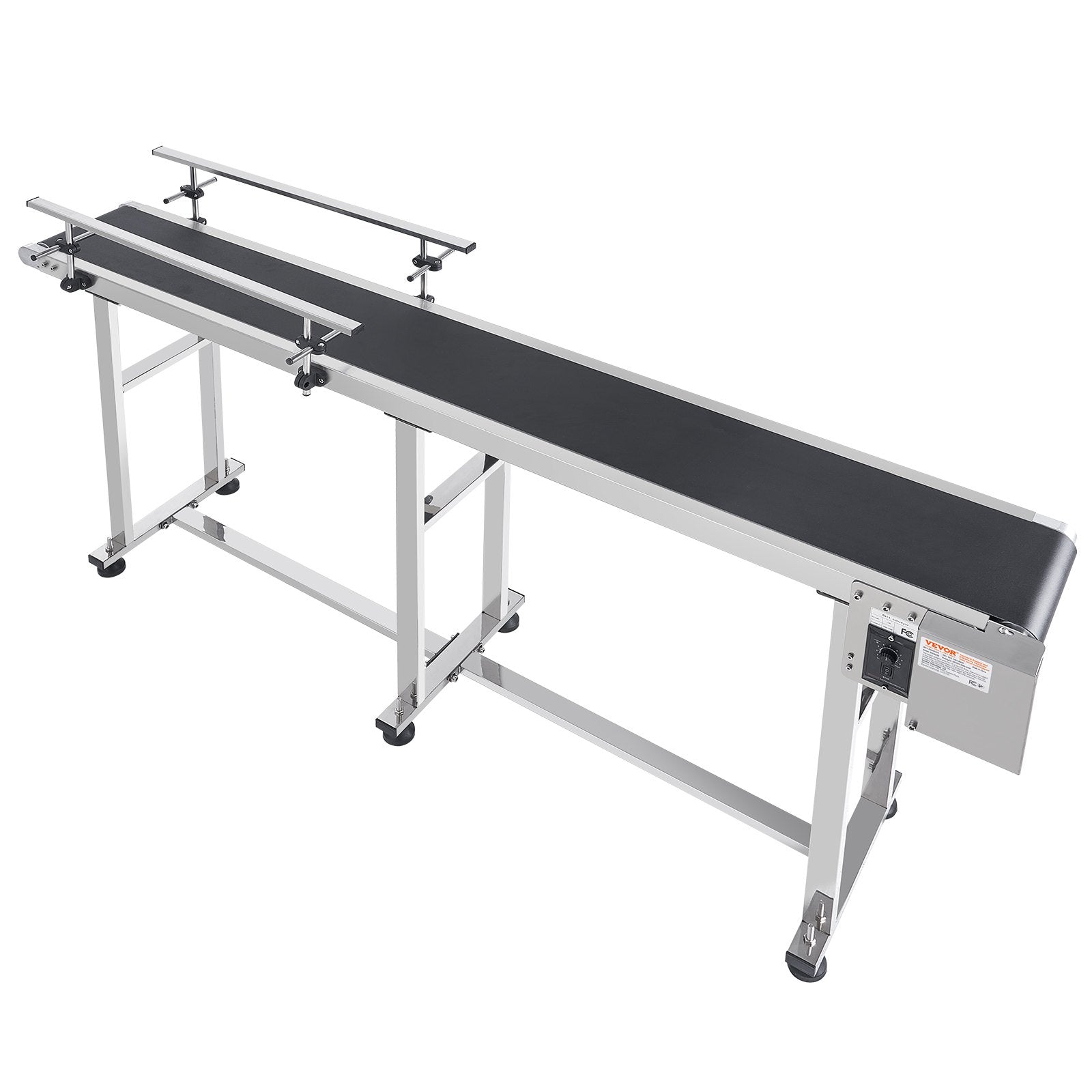 VEVOR Belt Conveyor, 71 x 7.8 inch Conveyor Table, Heavy Duty Stainless Steel Motorized Belt Conveyor for Inkjet Coding Applications Powered PVC Belt Anti-Static Adjustable Speed (Double Guardrail)