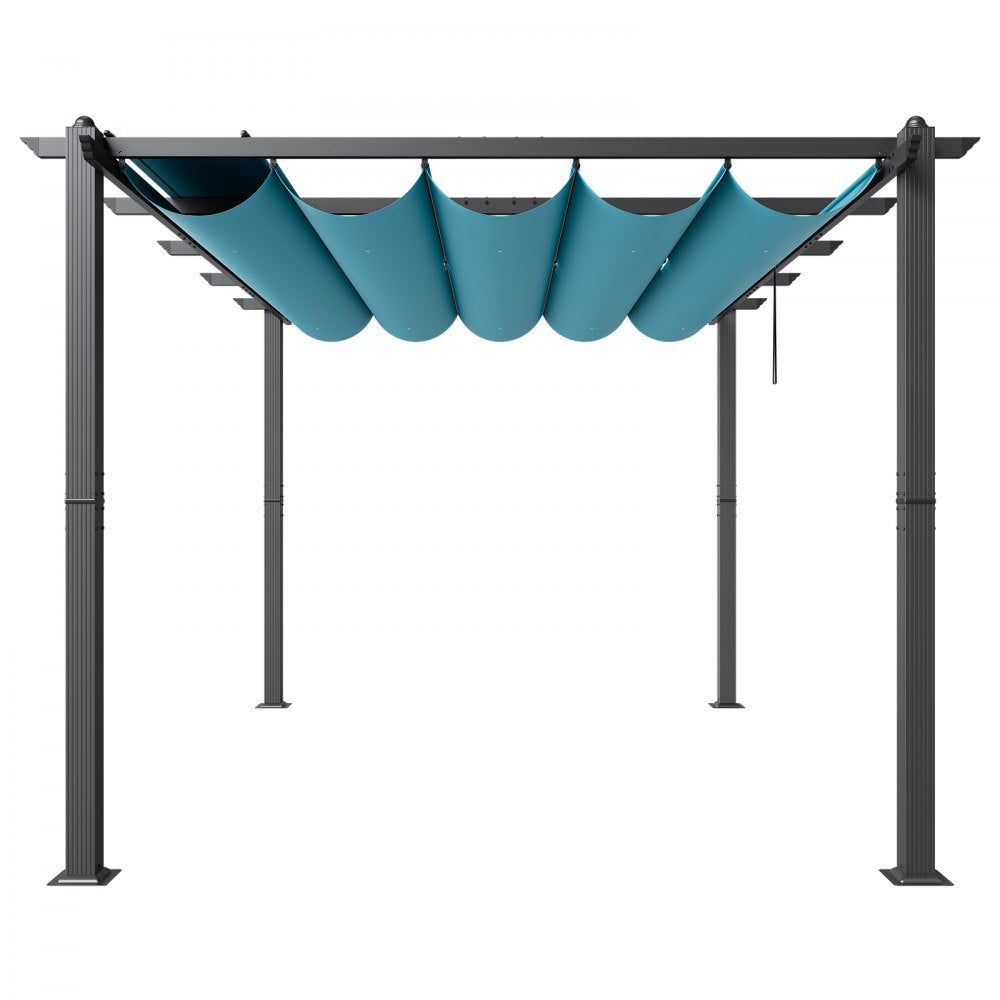 VEVOR 10'x13' Outdoor Retractable Pergola with Sun Shade Canopy Aluminum Bule
