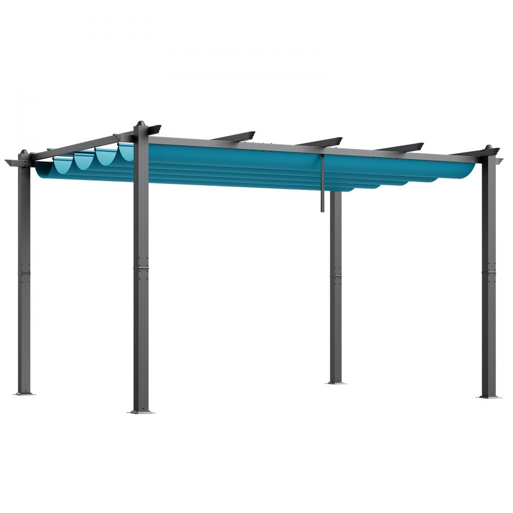 VEVOR 10'x13' Outdoor Retractable Pergola with Sun Shade Canopy Aluminum Bule
