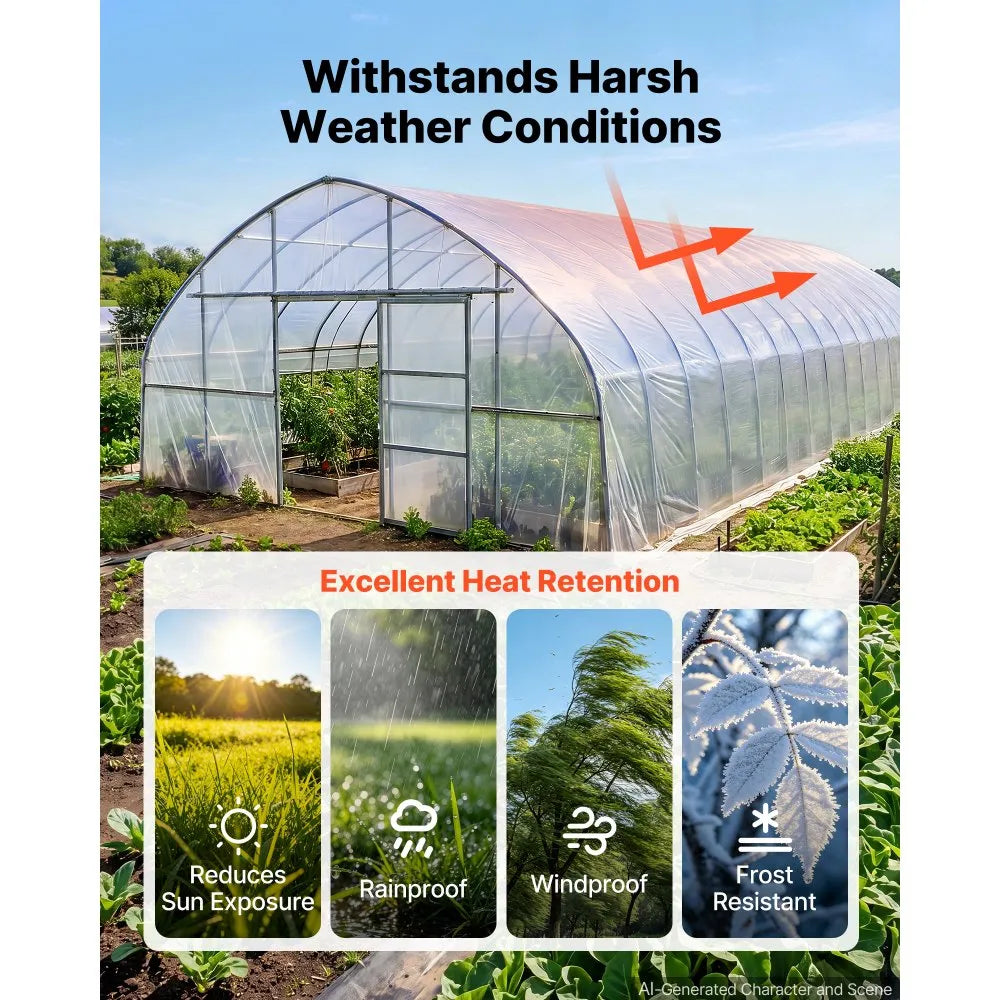 Greenhouse Plastic Sheeting 6 Mil, 6 x 100 ft Clear Polyethylene Film – Heavy Duty Garden & Hoop House Cover