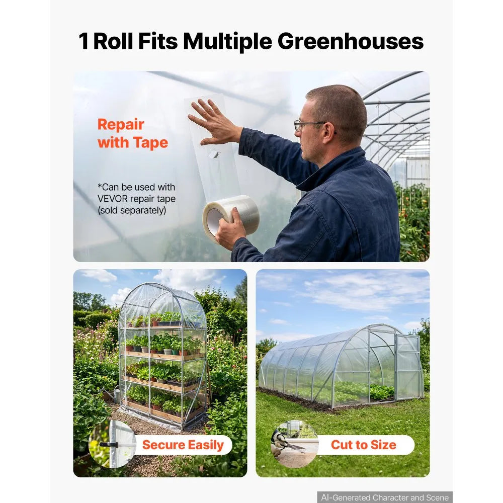 Greenhouse Plastic Sheeting 6 Mil, 6 x 100 ft Clear Polyethylene Film – Heavy Duty Garden & Hoop House Cover
