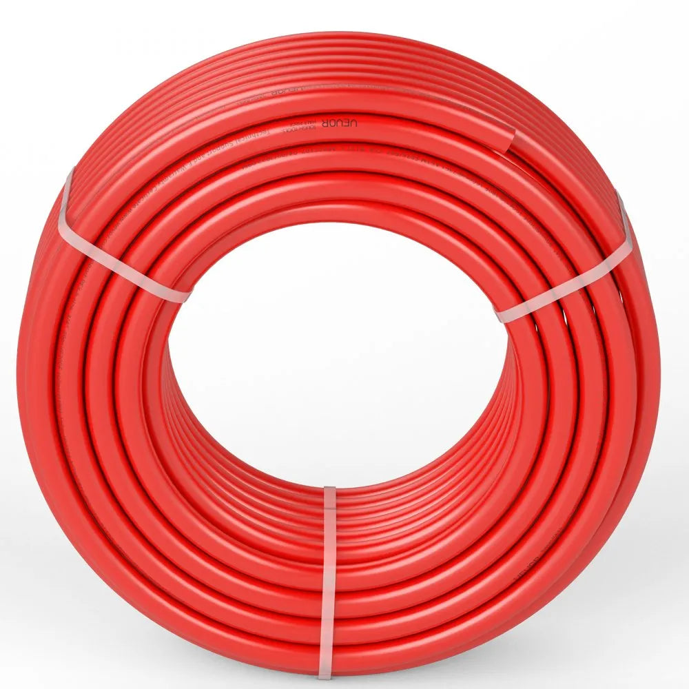 VEVOR PEX Pipe 3/4 Inch, 100 Feet Length PEX-B Flexible Pipe Tubing for Potable Water, Pex Water Lines for Hot/Cold Water & Easily Restore, Plumbing Applications with Free Cutter & Clamps ,Red