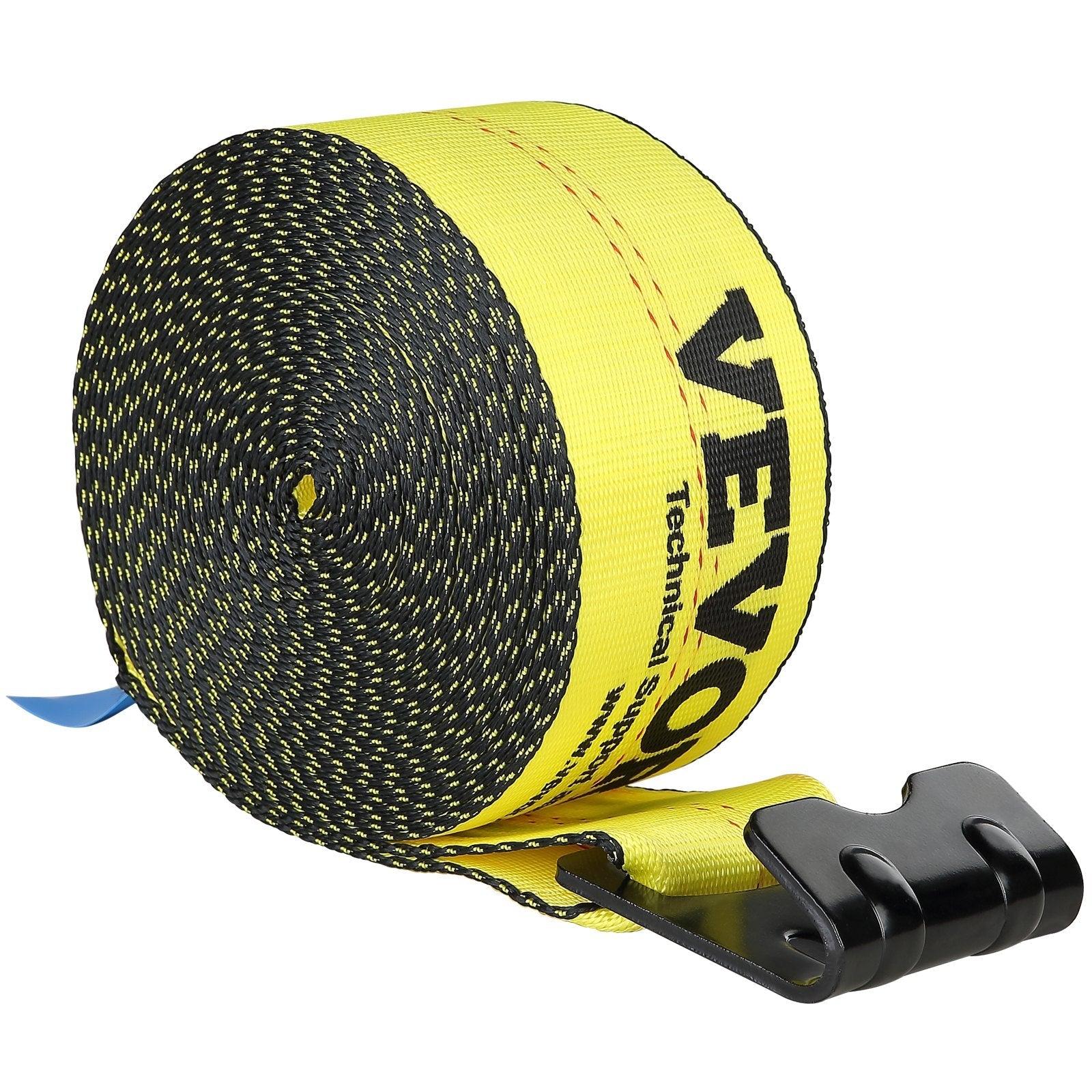 VEVOR Winch Straps, 4" x 30', 6000 lbs Load Capacity, 18000 lbs Break Strength, Truck Straps with Flat Hook, Flatbed Tie Downs Cargo Control for Trailers, Farms, Rescues, Tree Saver, Yellow (4 Pack)