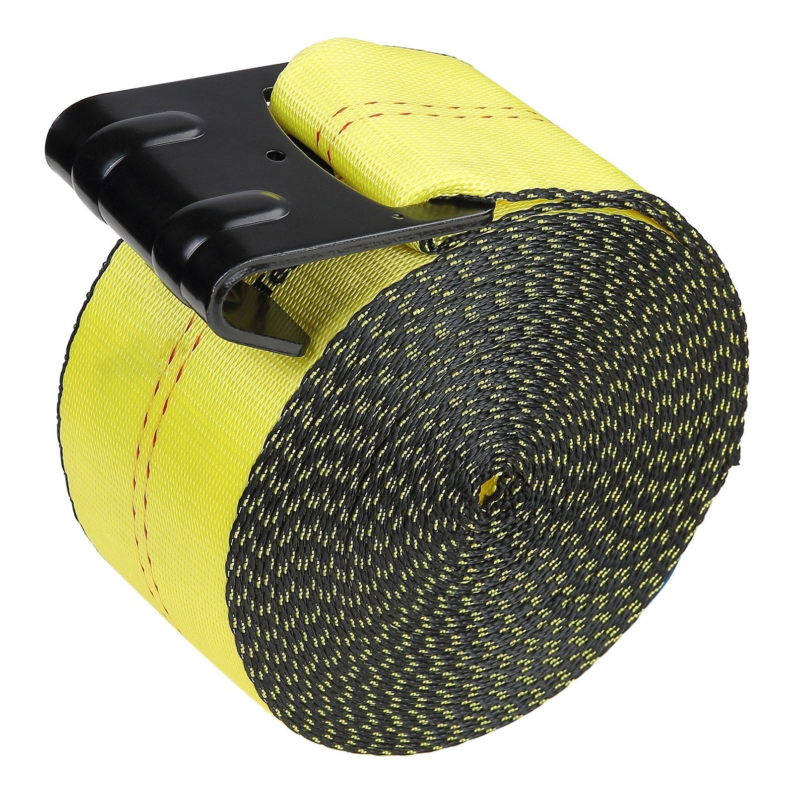 VEVOR Winch Straps, 4" x 30', 6000 lbs Load Capacity, 18000 lbs Break Strength, Truck Straps with Flat Hook, Flatbed Tie Downs Cargo Control for Trailers, Farms, Rescues, Tree Saver, Yellow (4 Pack)