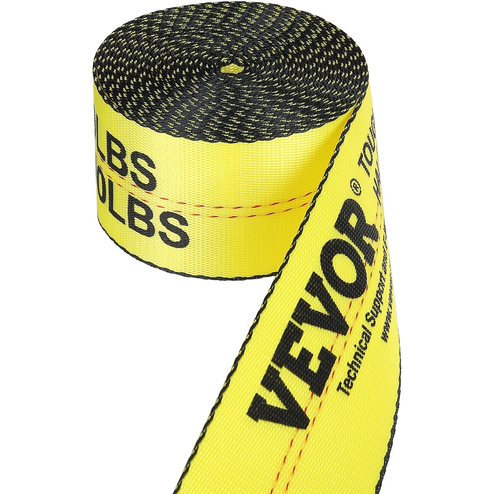 VEVOR Winch Straps, 4" x 30', 6000 lbs Load Capacity, 18000 lbs Break Strength, Truck Straps with Flat Hook, Flatbed Tie Downs Cargo Control for Trailers, Farms, Rescues, Tree Saver, Yellow (4 Pack)