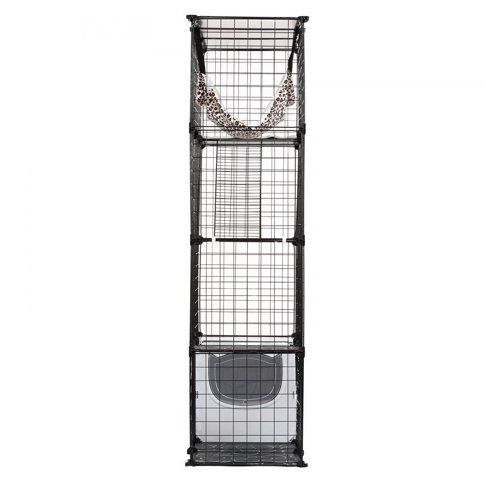 VEVOR Large 4-tier Cat Cage 41 x 14 x 55" Metal Wire Cat Enclosure with Hammock