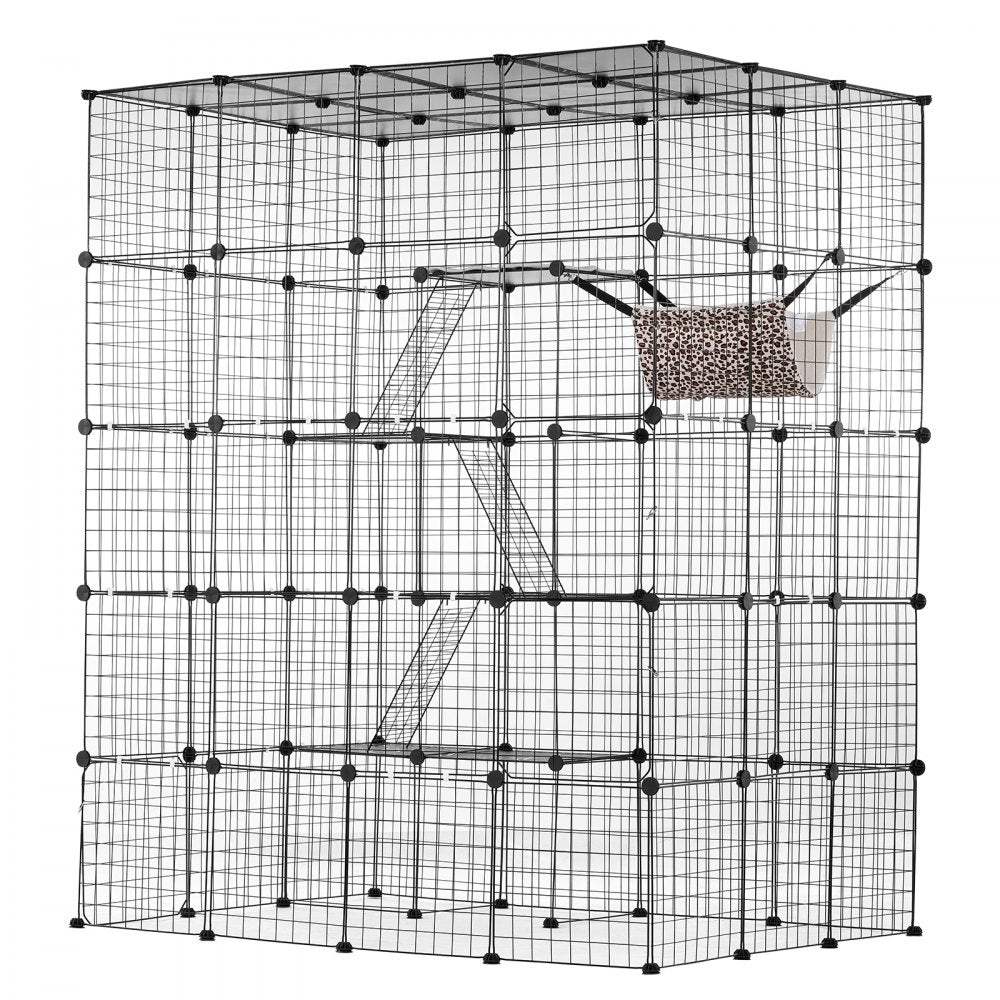 VEVOR Large 4-tier Cat Cage 54 x 41 x 69" Metal Wire Cat Enclosure with Hammock