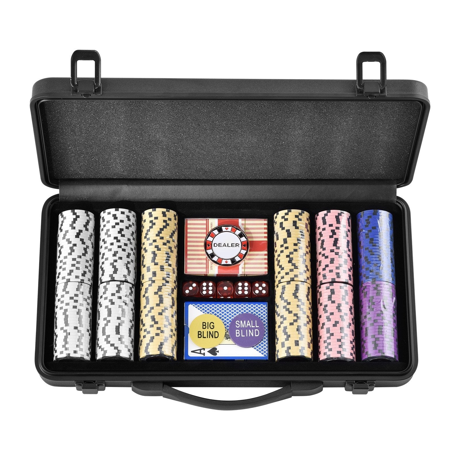 VEVOR Poker Chip Set, 300-Piece Poker Set, Complete Poker Playing Game Set with Carrying Case, Heavyweight 14 Gram Casino Clay Chips, Cards, Buttons and Dices, for Texas Hold'em, Blackjack, Gambling