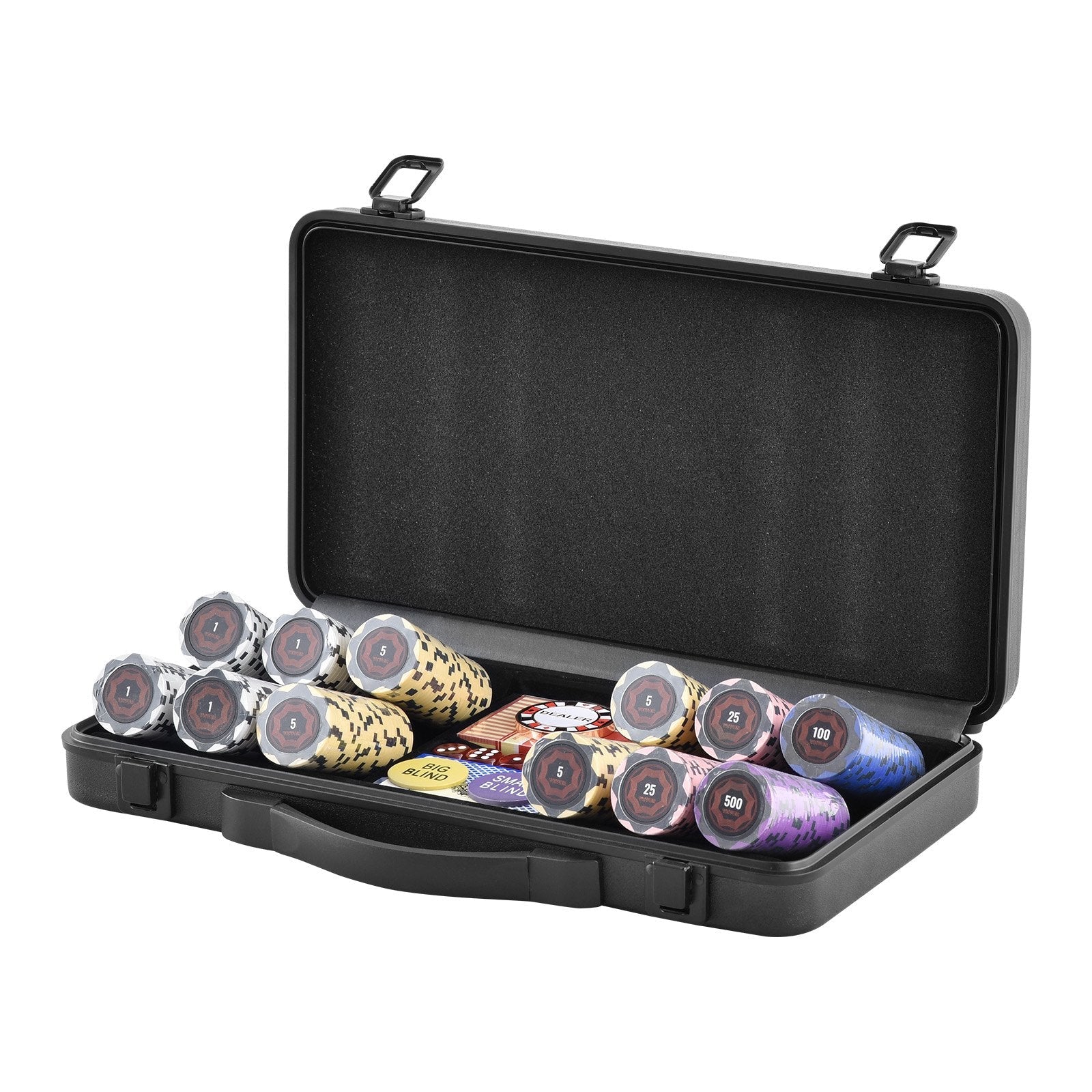 VEVOR Poker Chip Set, 300-Piece Poker Set, Complete Poker Playing Game Set with Carrying Case, Heavyweight 14 Gram Casino Clay Chips, Cards, Buttons and Dices, for Texas Hold'em, Blackjack, Gambling