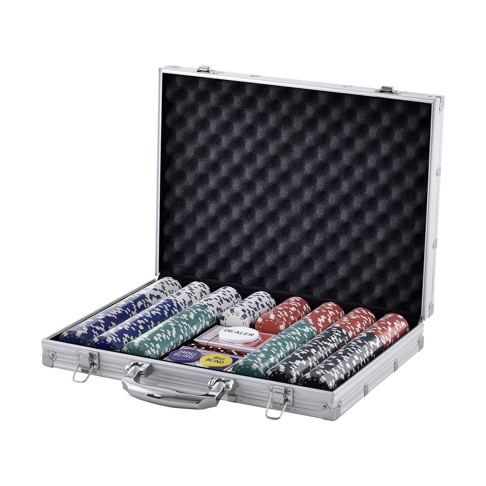 VEVOR Poker Chip Set, 500-Piece Poker Set, Complete Poker Playing Game Set with Aluminum Carrying Case, 11.5 Gram Casino Chips, Cards, Buttons and Dices, for Texas Hold'em, Blackjack, Gambling