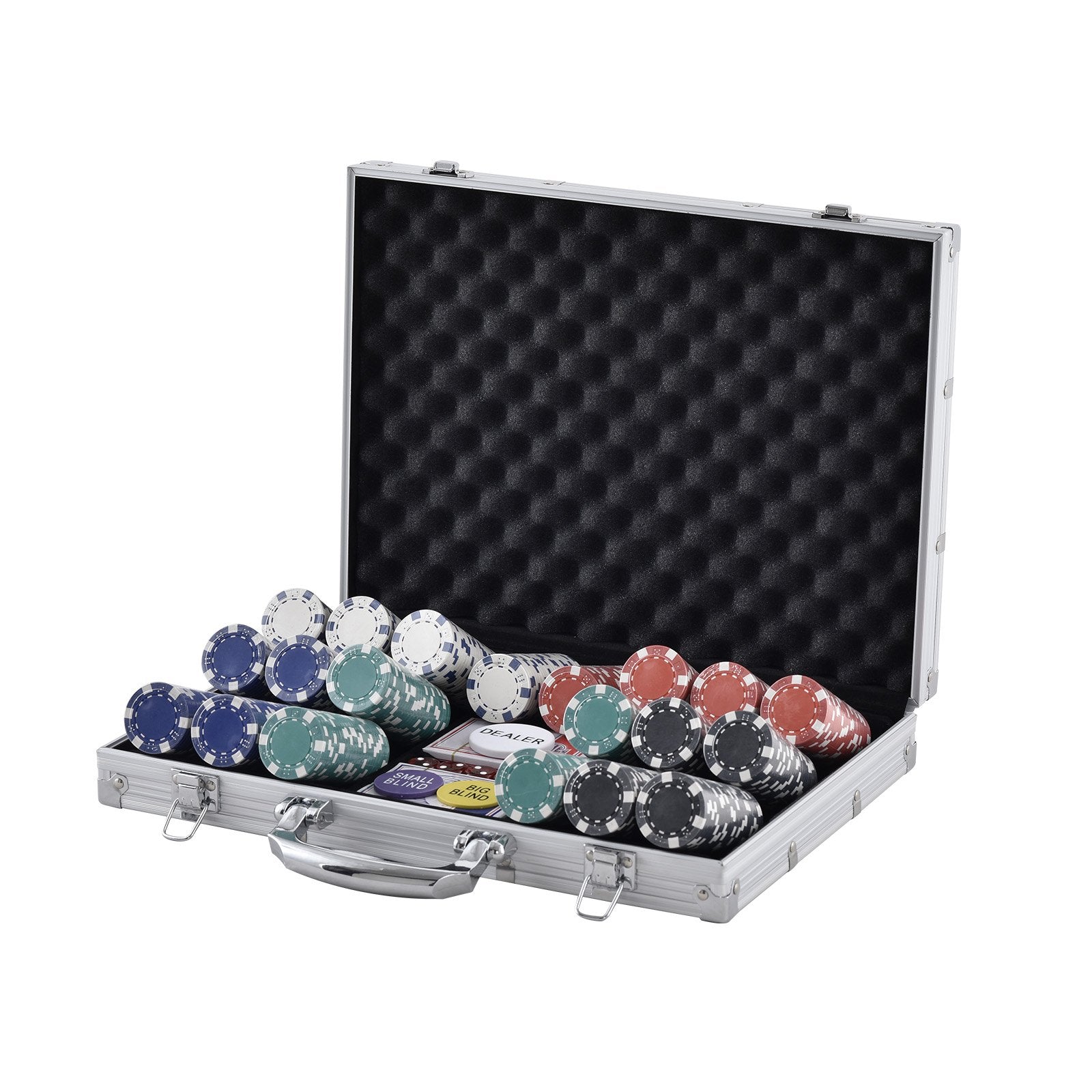 VEVOR Poker Chip Set, 500-Piece Poker Set, Complete Poker Playing Game Set with Aluminum Carrying Case, 11.5 Gram Casino Chips, Cards, Buttons and Dices, for Texas Hold'em, Blackjack, Gambling