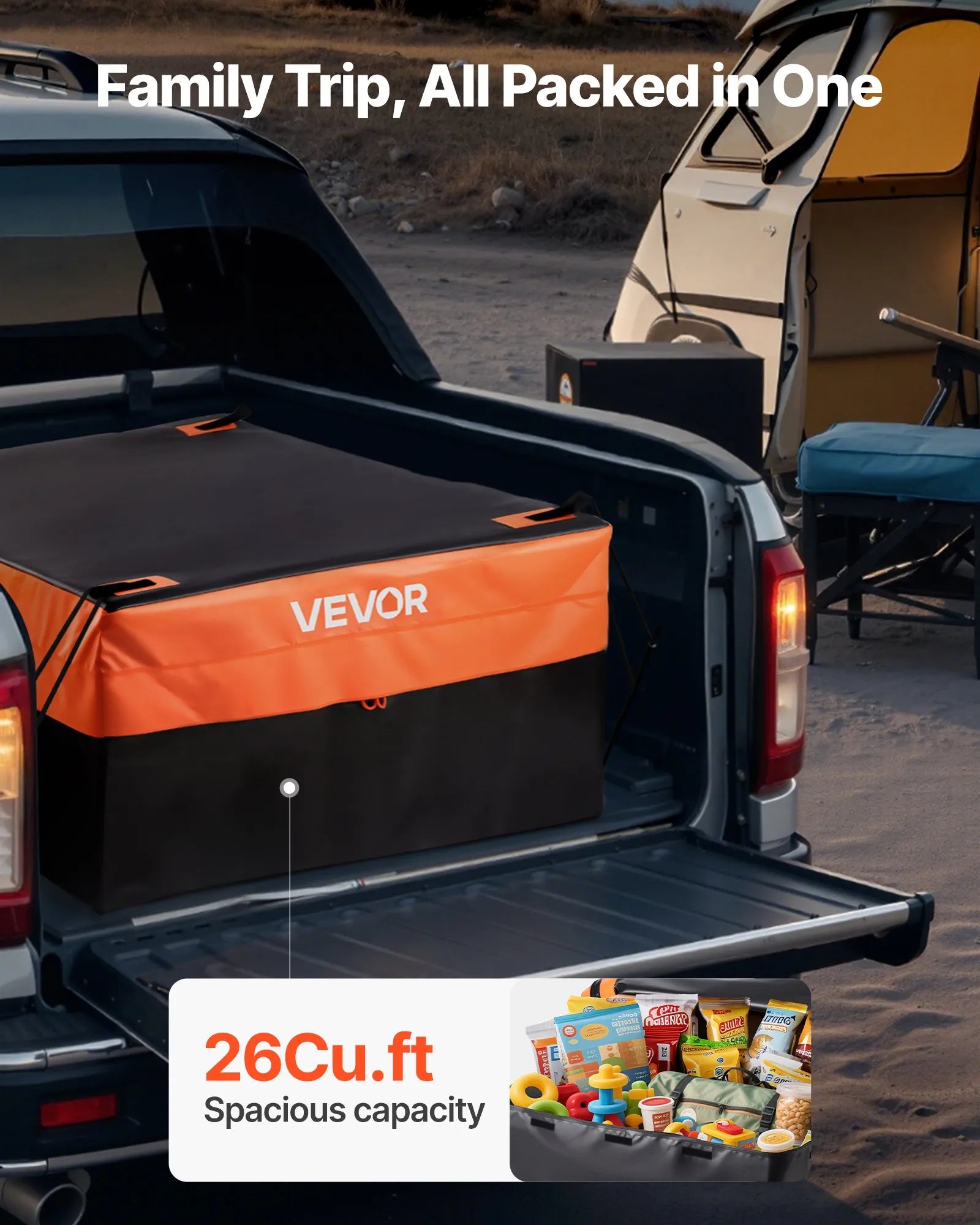 VEVOR Truck Bed Cargo Bag 51.18 x 40.16 x 21.85 in (26 Cu. ft) with Cargo Net