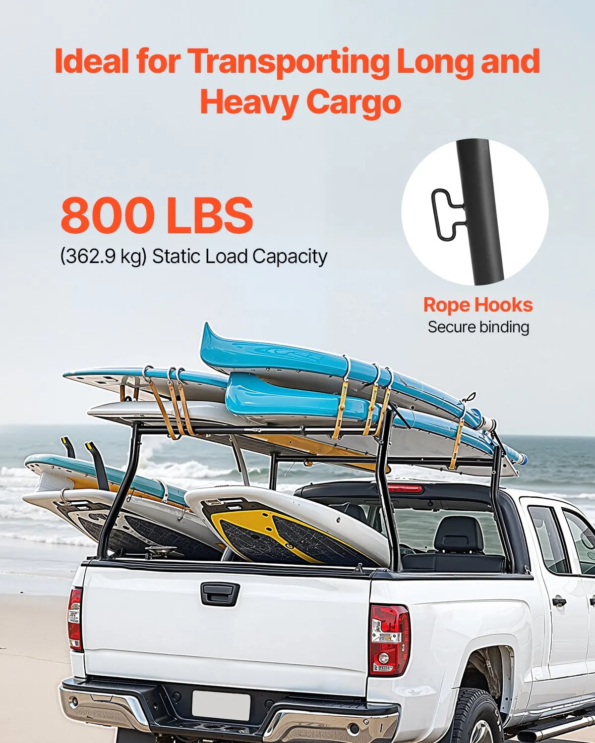 VEVOR Truck Ladder Rack Universal Cargo Rack 800 lbs Capacity for Large Cargo