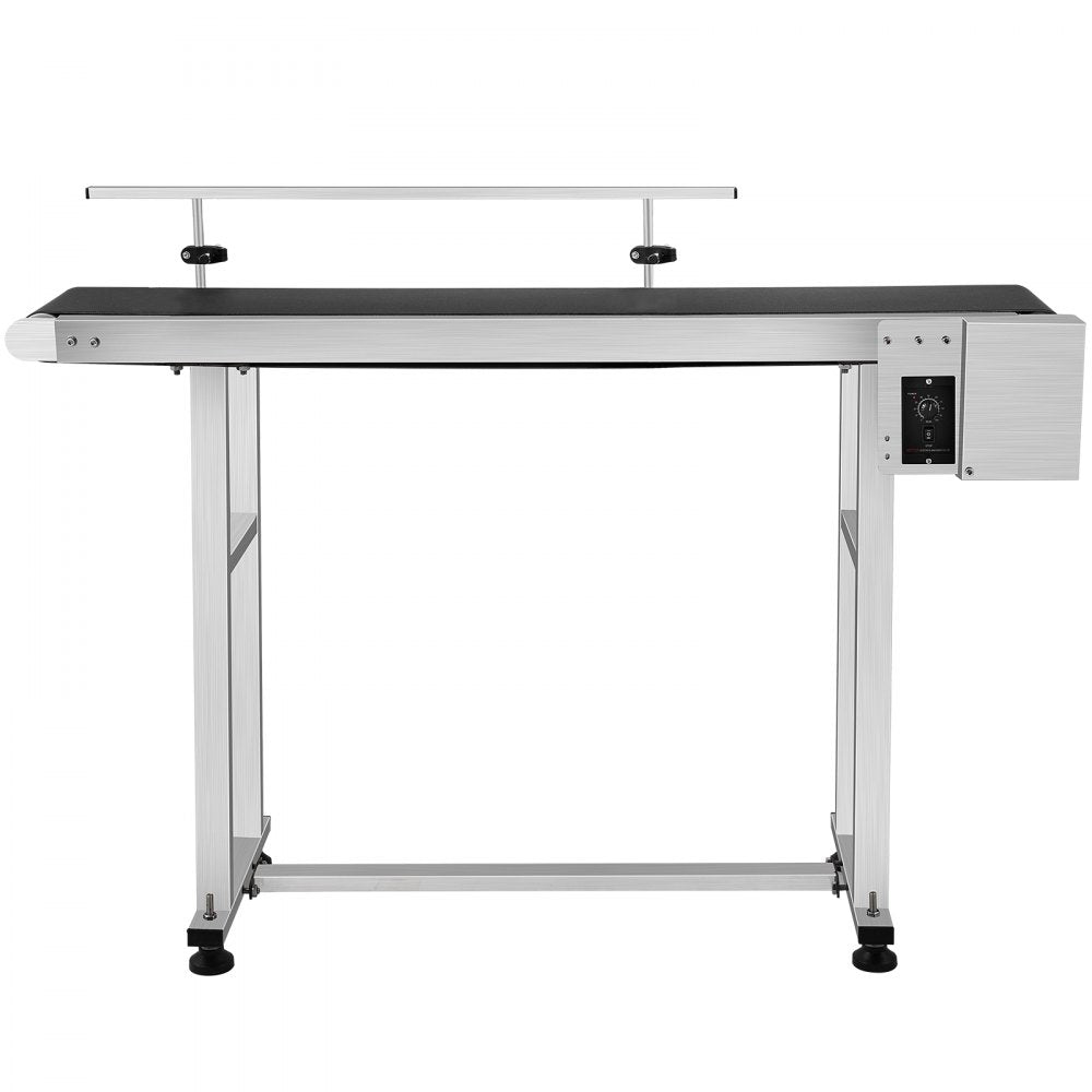 VEVOR PVC Belt Conveyor 59Inch Length, Electric PVC Conveyor 7.8 Width, 110V Adjustable Automatic Speed, Conveyor Machine with Single Guardrails, In Stainless Steel, Industrial Transport Equipment