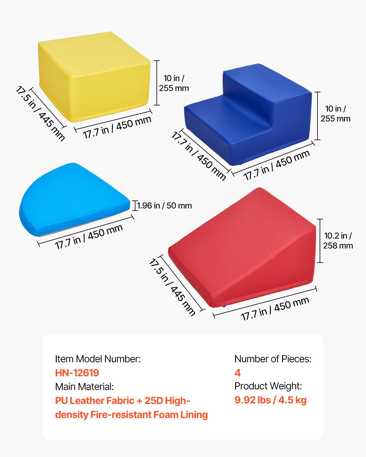 VEVOR Climbing Toys 4 Piece Foam Climbing Blocks for Toddlers and Preschoolers