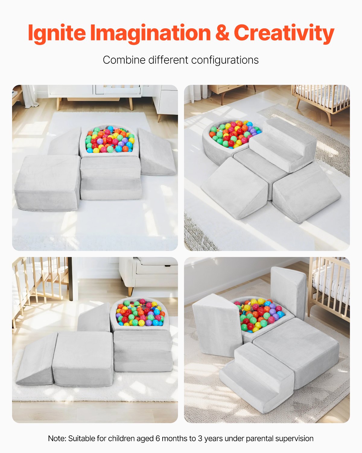 VEVOR Climbing Toys 5 Piece Foam Climbing Blocks with Ball Pit for Toddlers