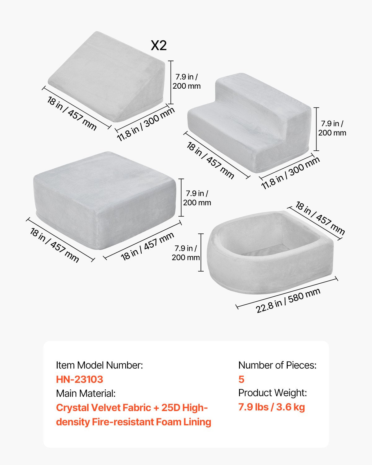 VEVOR Climbing Toys 5 Piece Foam Climbing Blocks with Ball Pit for Toddlers