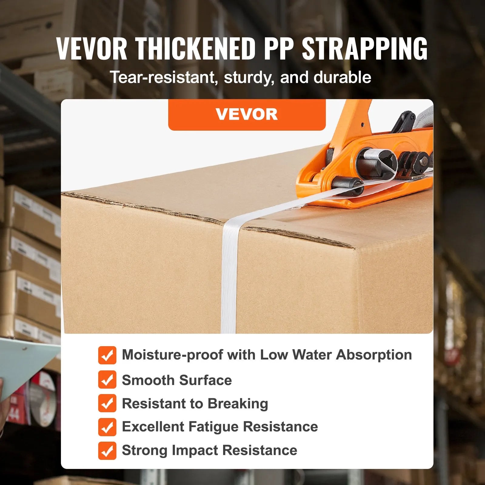 VEVOR Banding Strapping Kit with Strapping Tensioner Tool, Banding Sealer Tool, 328 ft Length PP Band, 100 Metal Seals, Pallet Packaging Strapping Banding Kit, Banding Packaging Strapping for Packing