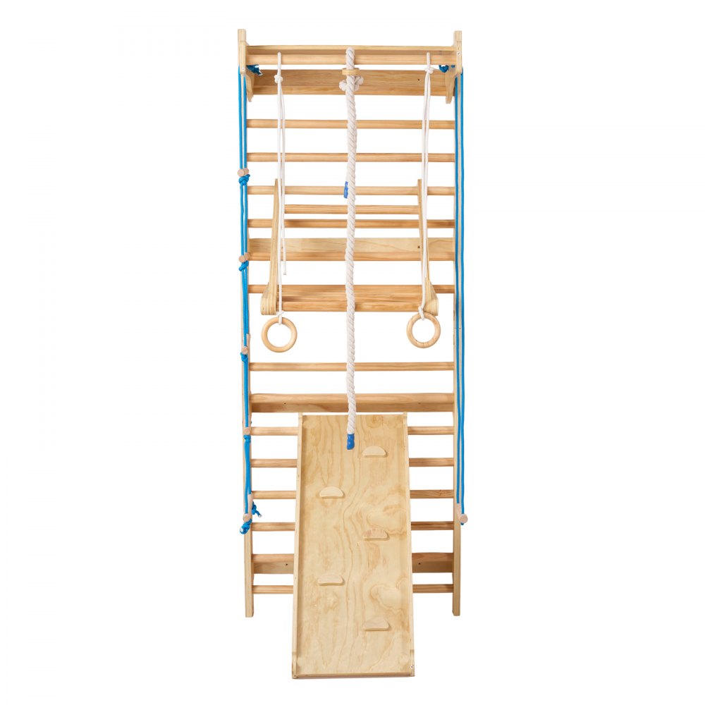 VEVOR Swedish Ladder Wall Gym 8 in 1 Wooden Indoor Playground Climbing Toys