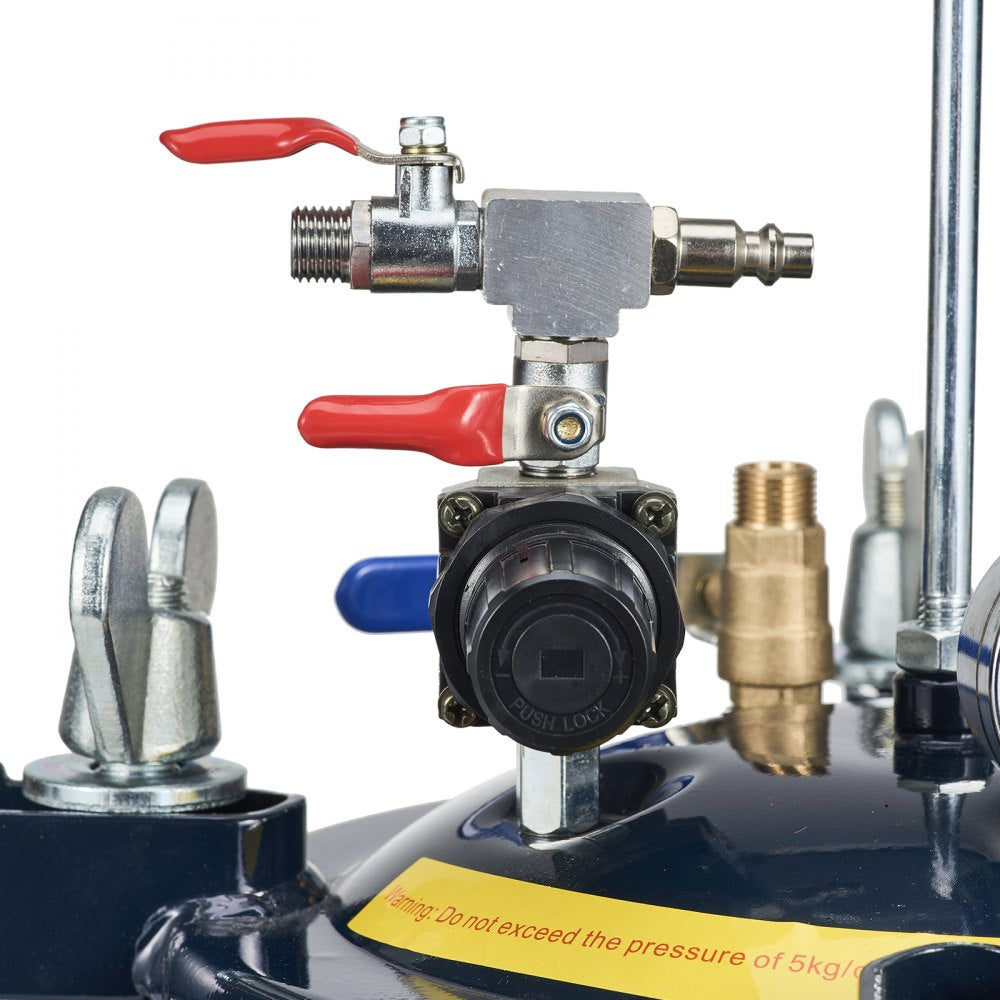 VEVOR 10L/2.5gal Spray Paint Pressure Pot Tank, 70PSI Max Air Paint Pressure Pot, Metal Rack and Leak Repair Sealant for Industry Home Decor Architecture Construction Automotive Painting