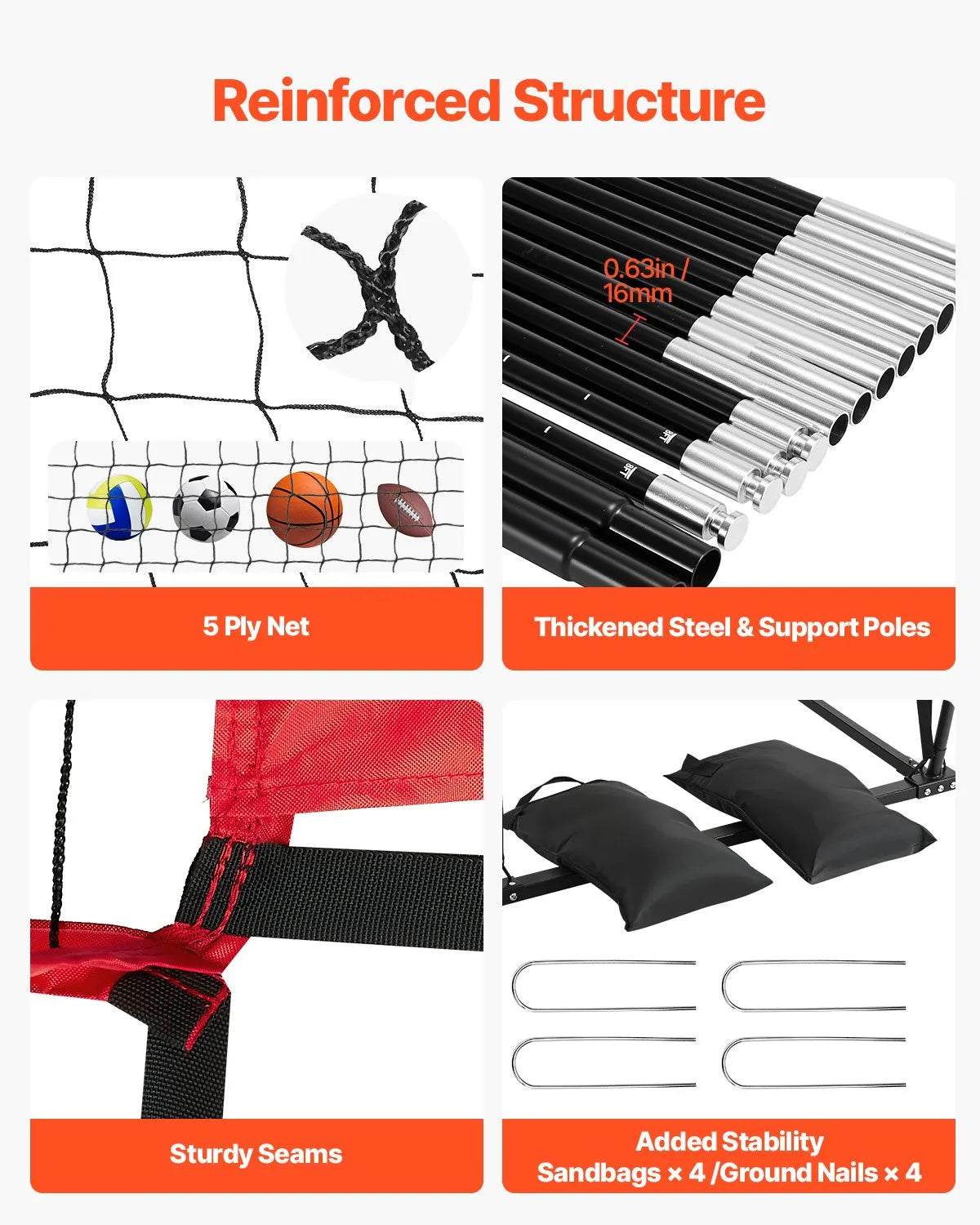 VEVOR Volleyball Training Net System Portable Practice Equipment Indoor Outdoor