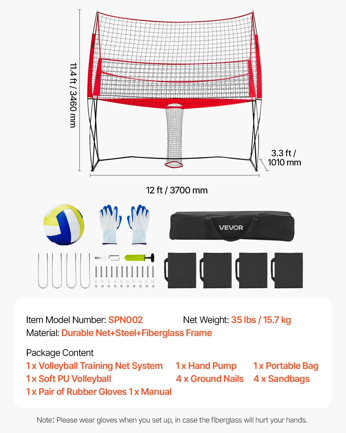 VEVOR Volleyball Training Net System Portable Practice Equipment Indoor Outdoor