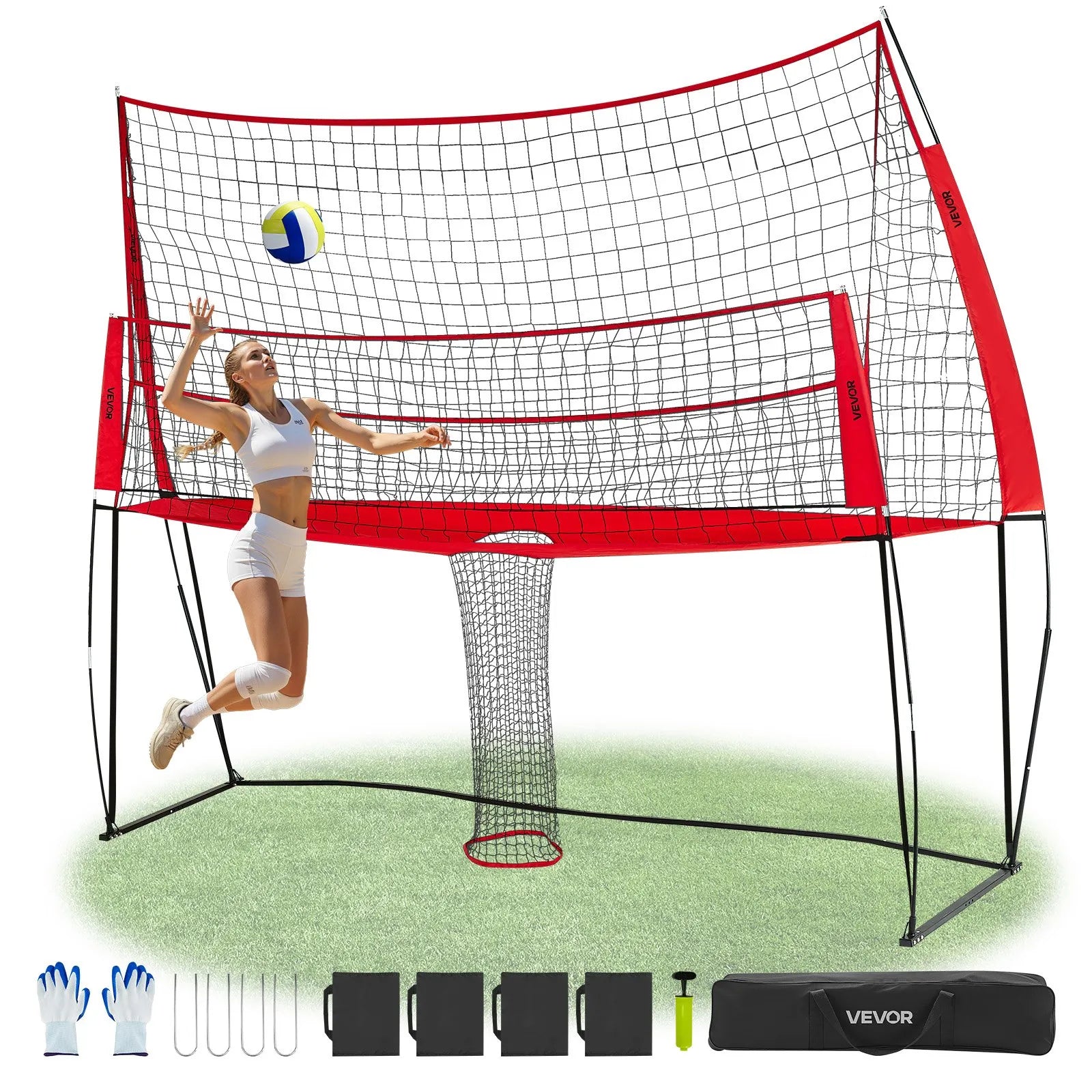 VEVOR Volleyball Training Net System Portable Practice Equipment Indoor Outdoor
