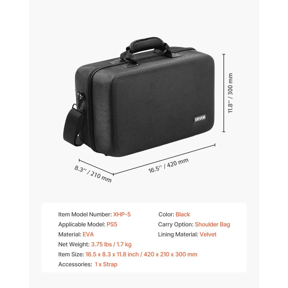 VEVOR PS5 Carrying Case Travel Bag for Playstation 5 Shockproof EVA Soft Lining