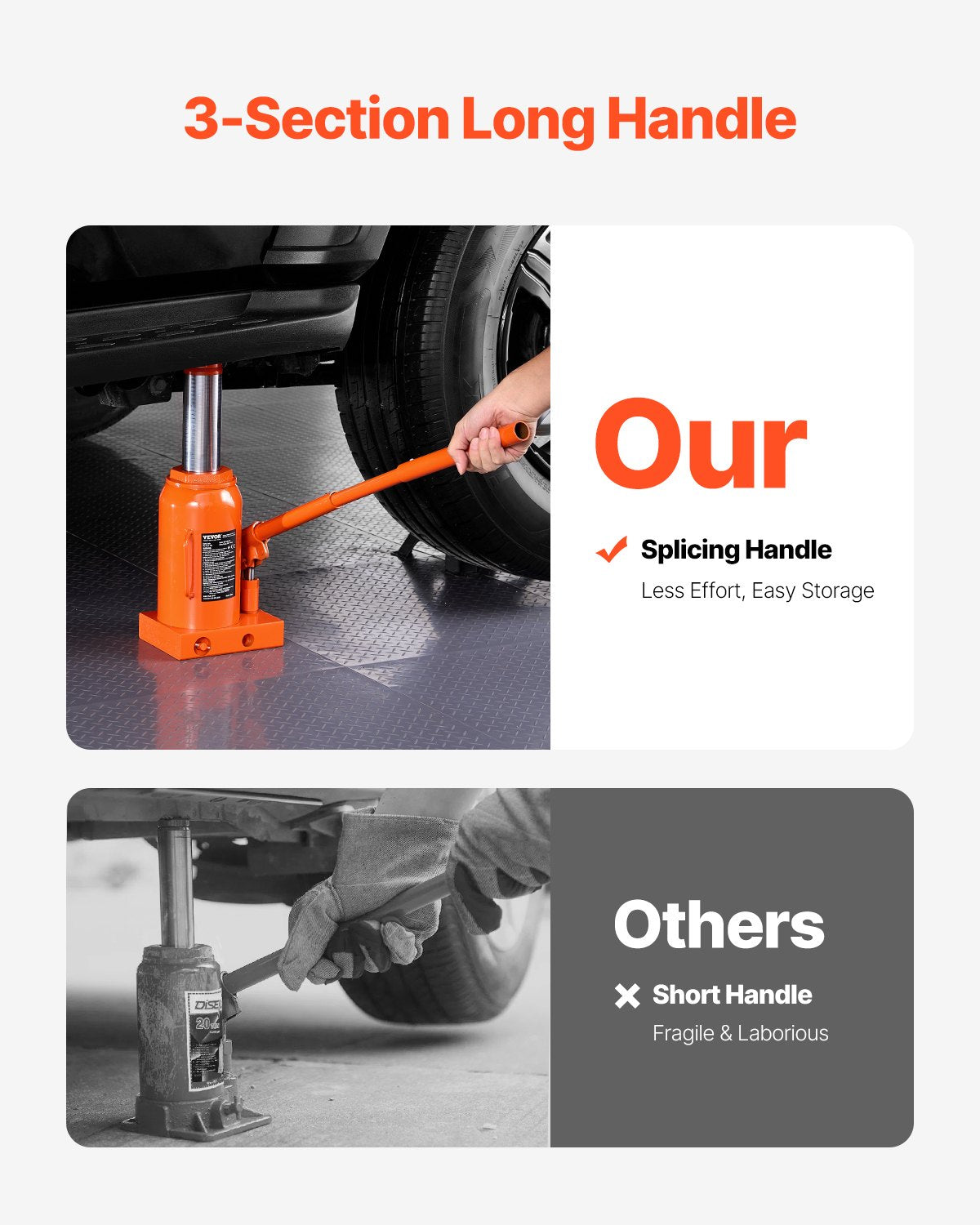 VEVOR Hydraulic Bottle Jack 30 Ton Manual High Lift Automotive Car Repair Shop