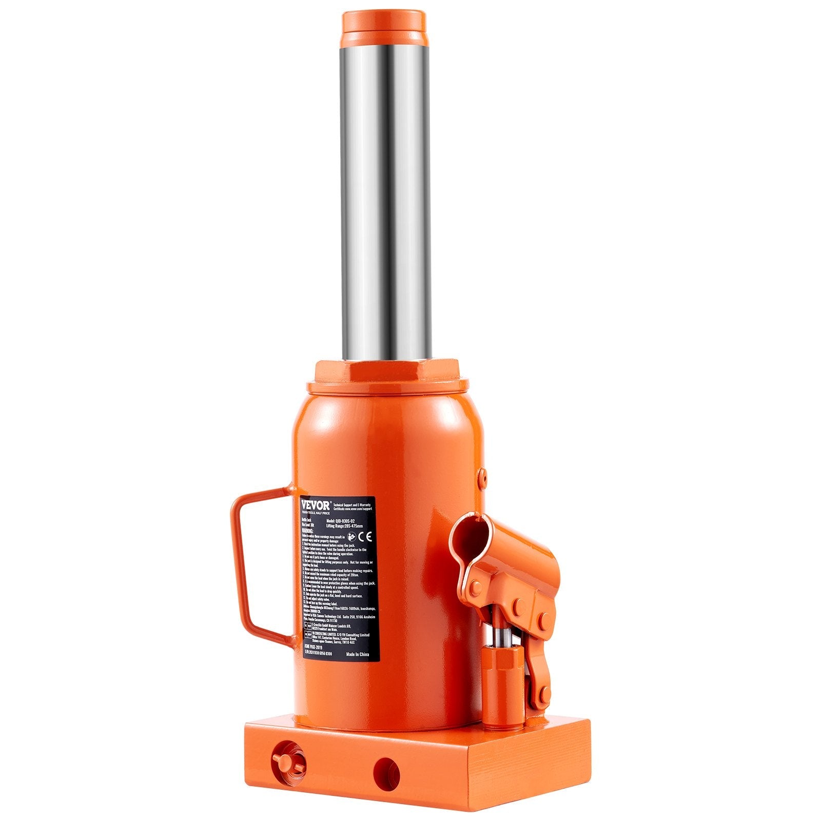 VEVOR Hydraulic Bottle Jack 30 Ton Manual High Lift Automotive Car Repair Shop