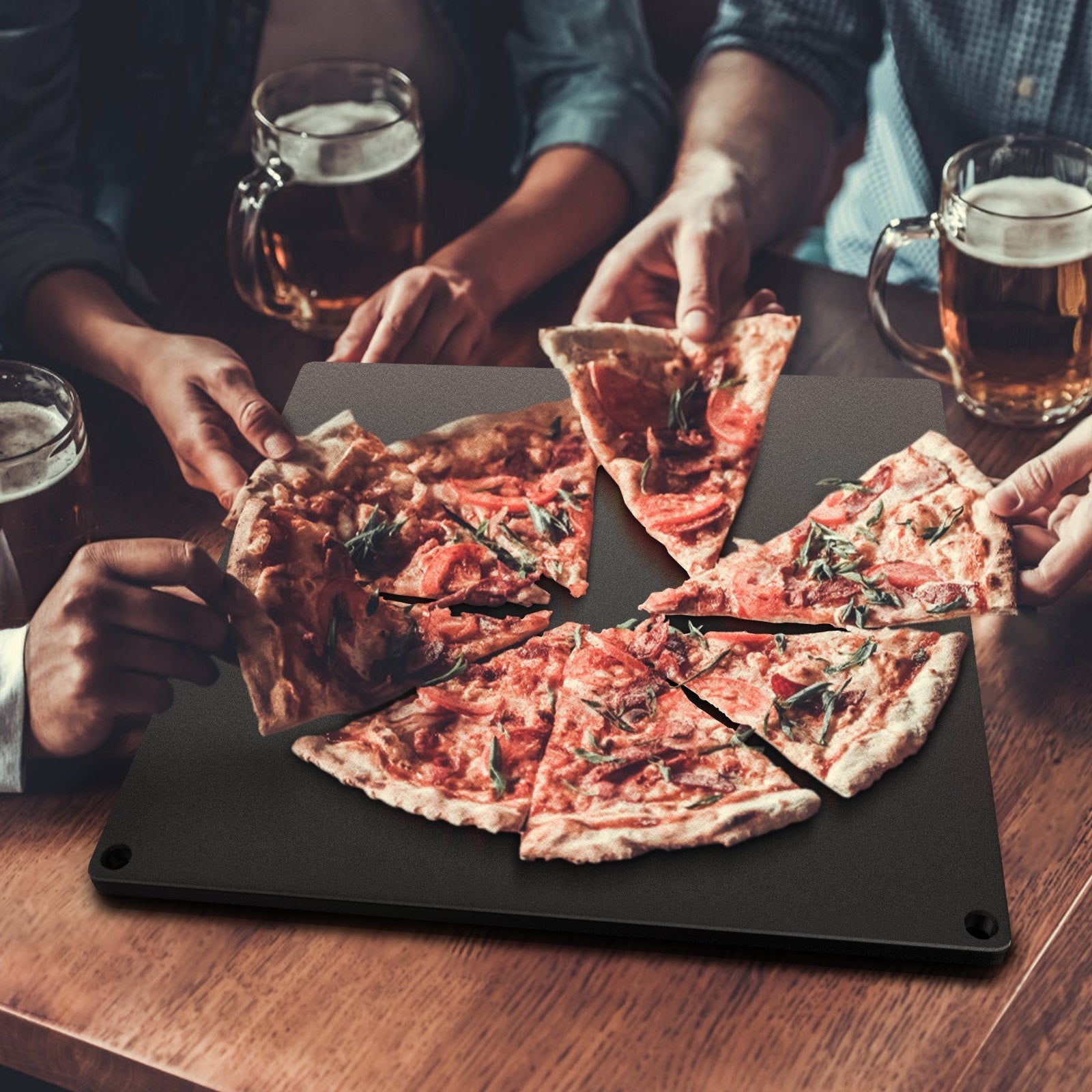 VEVOR Steel Pizza Stone, 16.1" x 14.2" x 0.4, A36 Steel Baking Steel Pizza Stone for Oven and Grill, Large Size Steel Pizza Pan with 20x Higher Conductivity for Pizza and Bread Baking Indoor & Outdoor