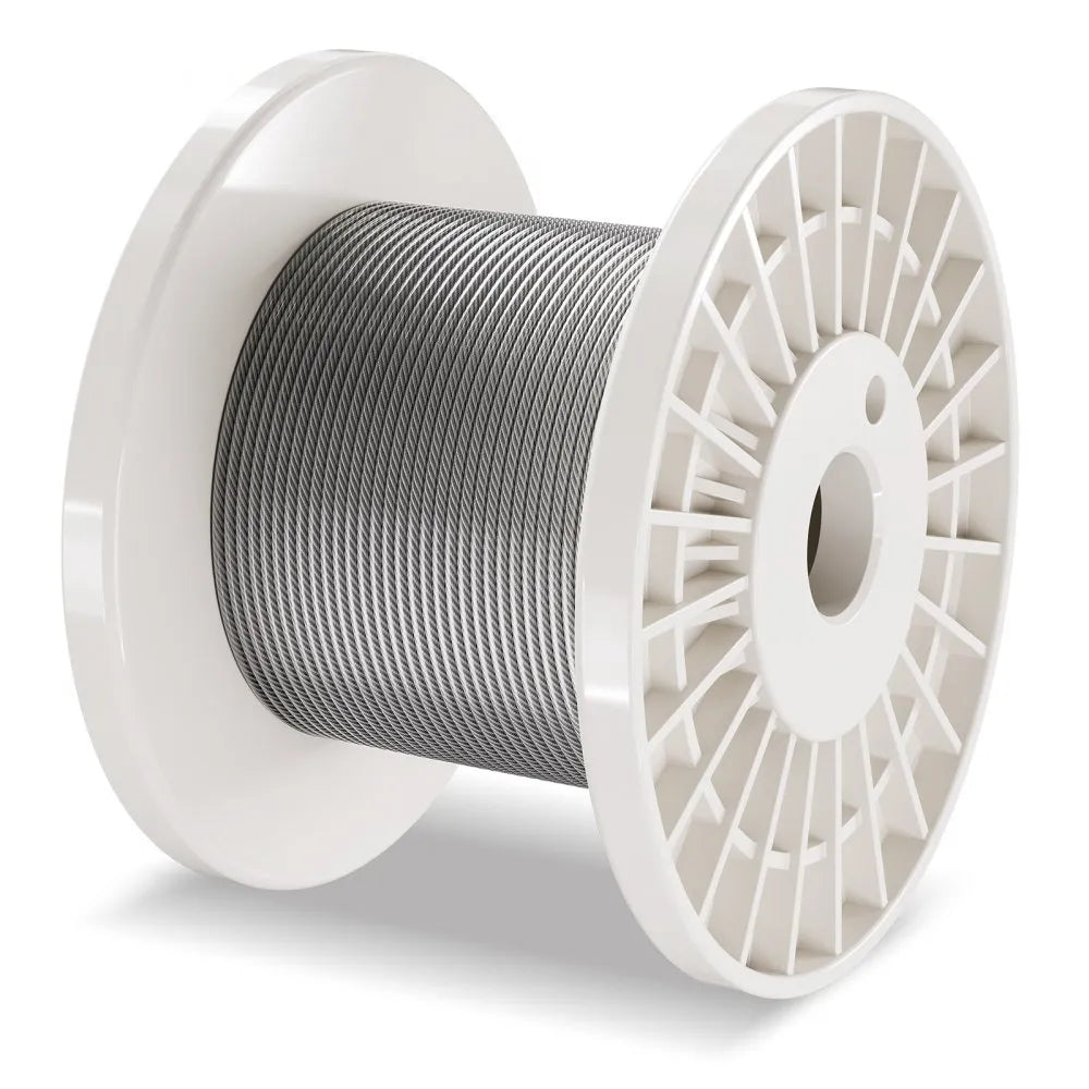 VEVOR T304 Stainless Steel Cable 1/8" 7x7 Steel Wire Rope 100 ft Cable Railing