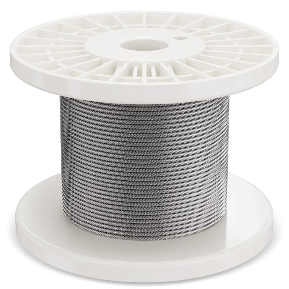 VEVOR T304 Stainless Steel Cable 1/8" 7x7 Steel Wire Rope 100 ft Cable Railing