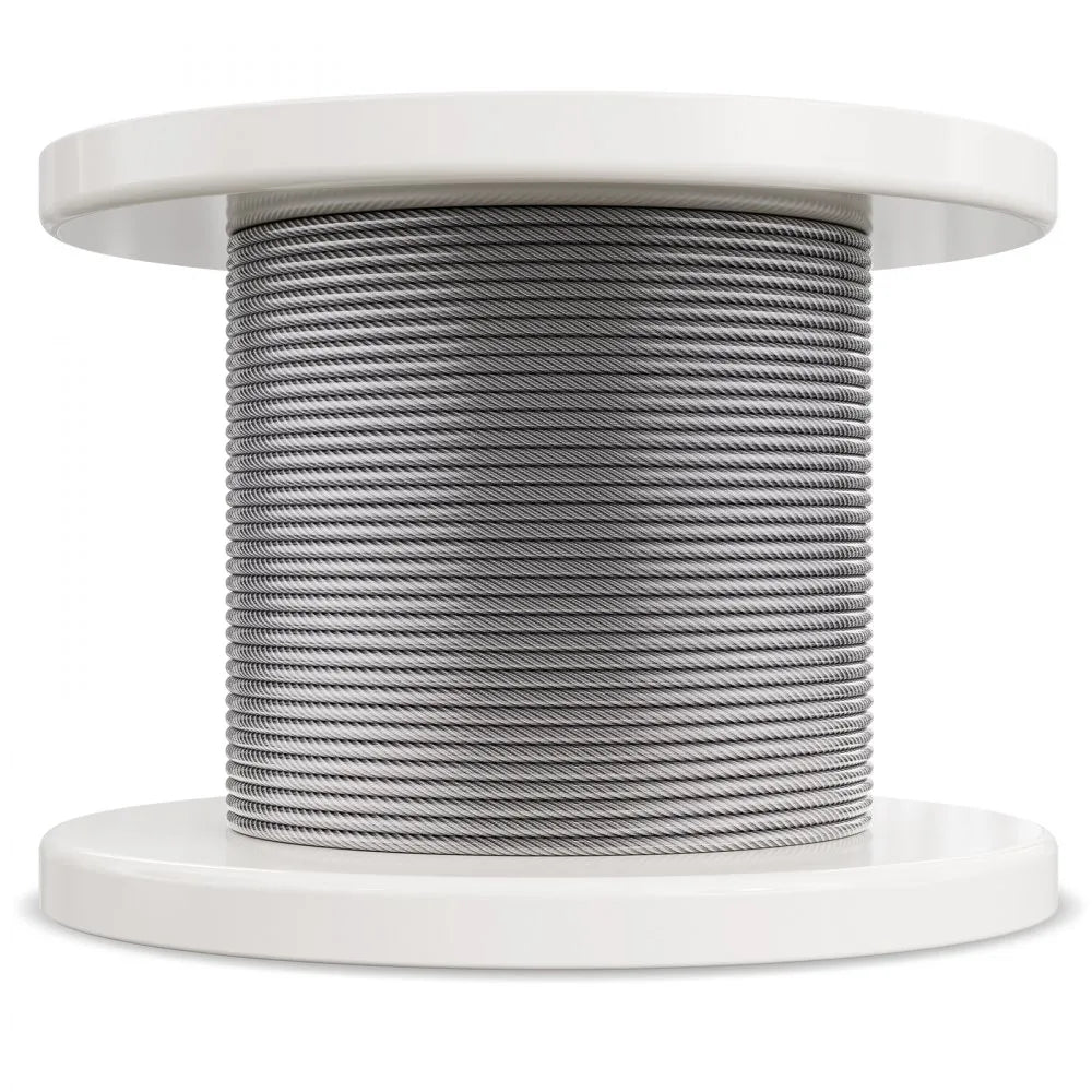 VEVOR T304 Stainless Steel Cable 1/8" 7x7 Steel Wire Rope 100 ft Cable Railing