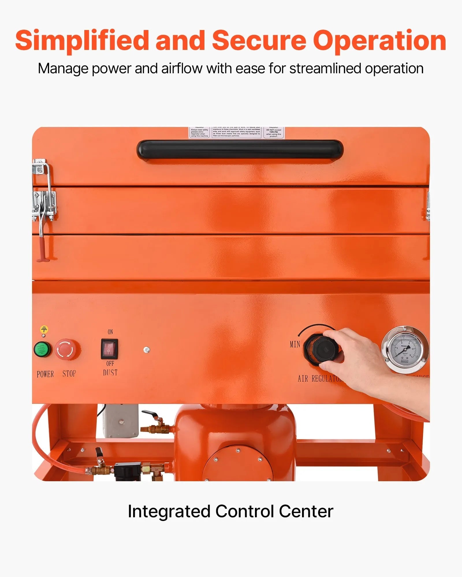 VEVOR 245 Gallon Sandblasting Cabinet with Pressurized Tank, Heavy Duty Steel Sand Blasting Cabinet on Wheels - with 32 Gallon Media Hopper & 1.6HP Dust Collector for Oversized Parts Surface Finishing