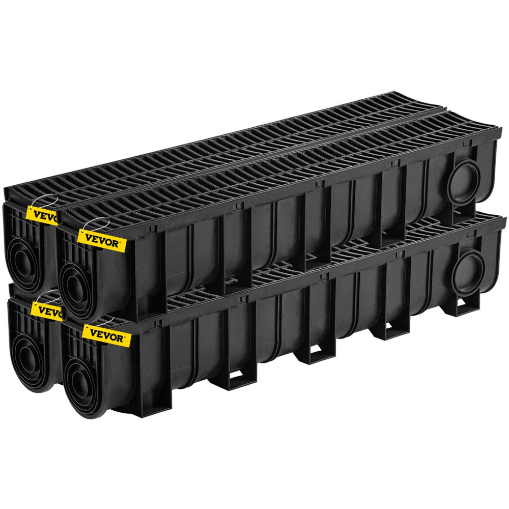 VEVOR Drainage Trench Driveway Channel Drain Kit Plastic Grate-5.8"x7.5"-4 Pack