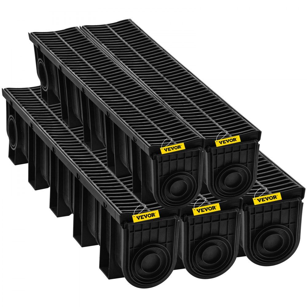 VEVOR Drainage Trench Driveway Channel Drain Kit Plastic Grate-5.8"x7.5"-5 Pack