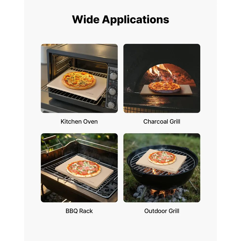 VEVOR Pizza Stone, 20 x 14 in Rectangular Cordierite Pizza Stone, Extra Large Baking-Stone with PP Scraper, 0.67 in Thick Heat-Resistant Cordierite, for Oven, Baking Bread & Pizzas, BBQ Grilling