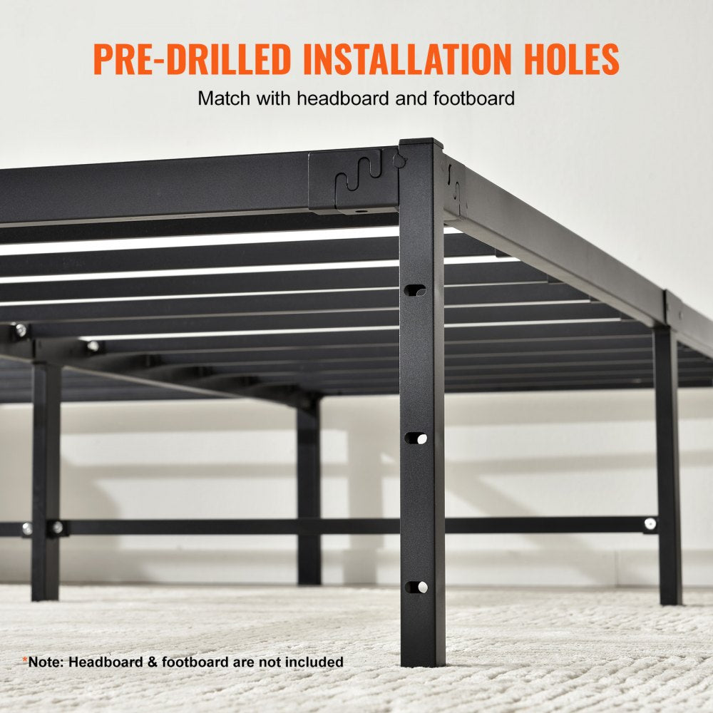 VEVOR 18 Inch Full Metal Bed Frame Platform, No Box Spring Needed, 1500 lbs Loading Capacity Embedded Heavy Duty Mattress Foundation with Steel Slat Support, Easy Assembly, Noise Free