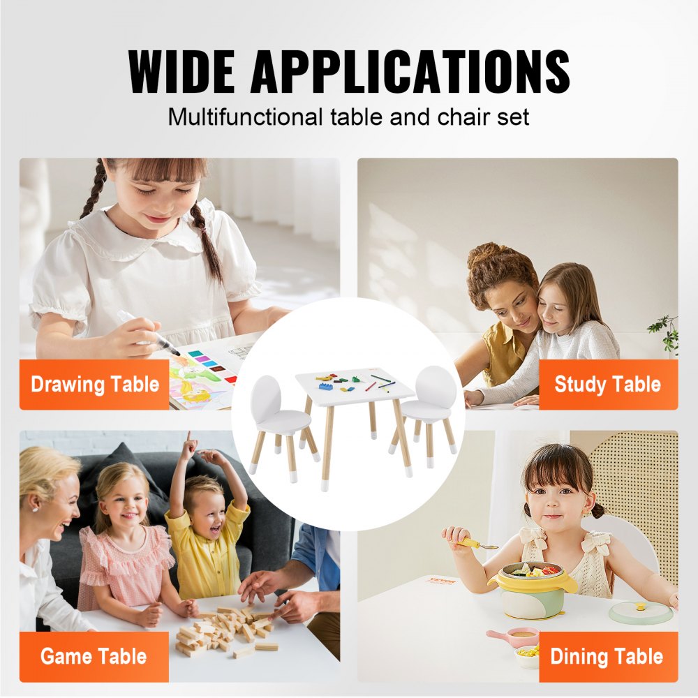 VEVOR Kids Table and 2 Chairs Set, Toddler Table and Chair Set, Children Multi-Activity Table for Art, Craft, Reading, Learning