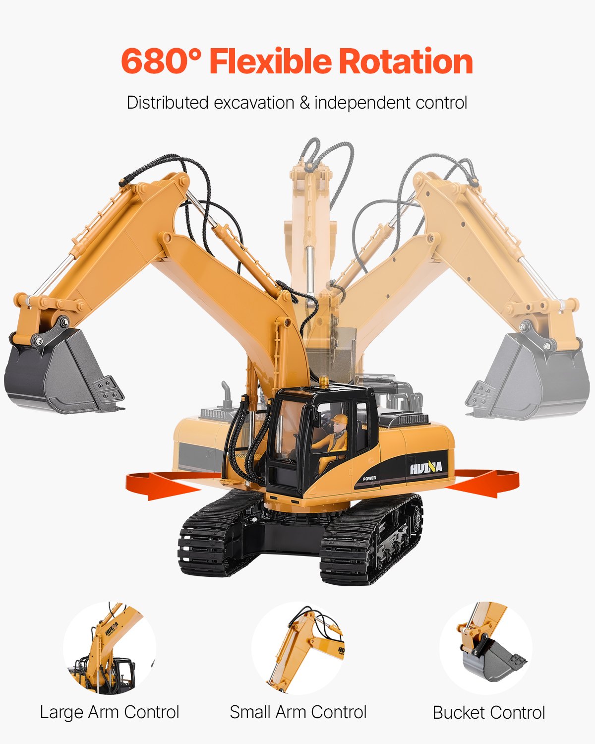 VEVOR Remote Control Excavator Toy 15 Channel 1:14 Scale RC Excavator Digger