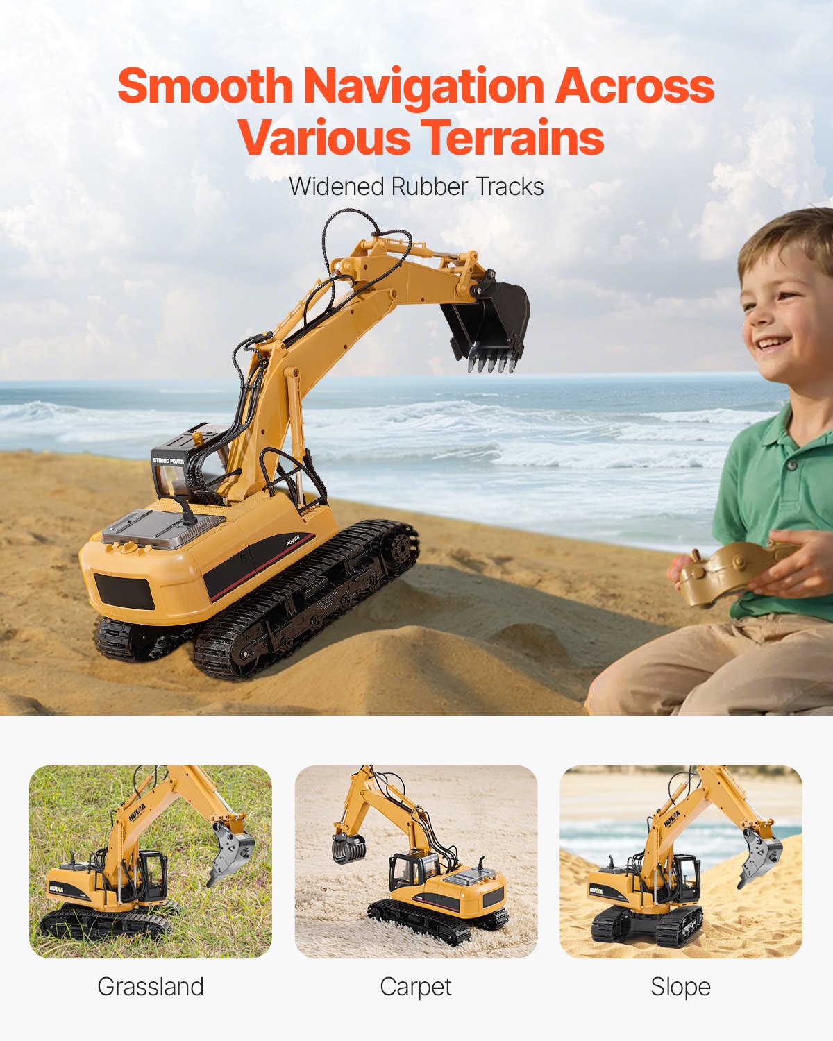 VEVOR Remote Control Excavator Toy 15 Channel 1:14 Scale RC Excavator Digger